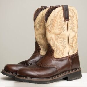 Justin Cowboy Western Boots Mens 9D Ranchwear Work Boots Farm Rugged Leather